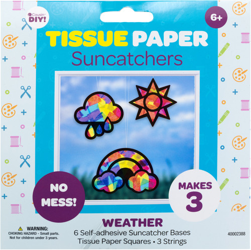 CousinDIY Tissue Suncatcher Kit-Weather, Makes 3 - 40002388 - 191648128628