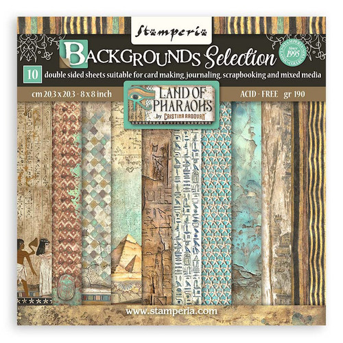 3 Pack - Stamperia Backgrounds Double-Sided paper Pad 8"X8" 10/Pkg-Fortune - 5A002556-1G82T - 5993110034346
