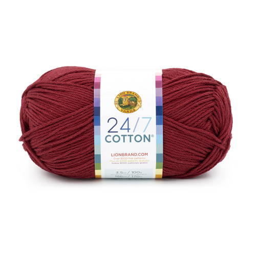 3 Pack Lion Brand 24/7 Cotton Yarn-Burgundy 761-1G9MC - 023032132808