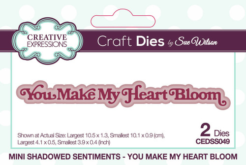 2 Pack Creative Expressions Mini Shadowed Craft Die By Sue Wilson-You Make My Heart Bloom, Sentiments 5A0025MM-1G8DW - 5055305988626
