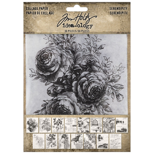 3 Pack Tim Holtz Idea-ology Collage Paper Serendipity-30 Pieces 5A0024M9-1G80F - 040861943658