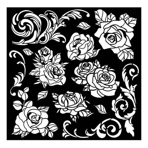 3 Pack Stamperia Stencil 7"X7"-Shabby Rose Rose Pattern 5A00254F-1G82Q