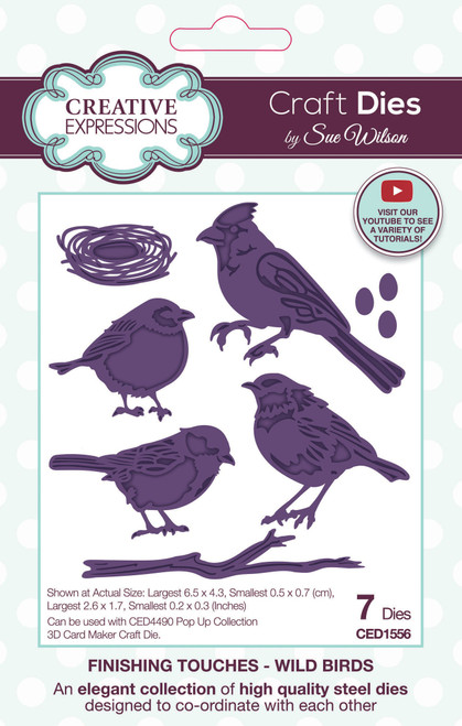 Creative Expressions Craft Die By Sue Wilson-Wild Birds, Finishing Touches 5A0025KV-1G8CT - 5055305988619
