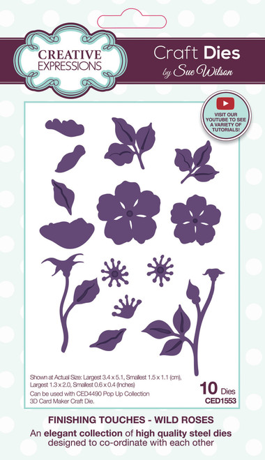 Creative Expressions Craft Die By Sue Wilson-Wild Roses, Finishing Touches 5A0025L3-1G8CY - 5055305988589