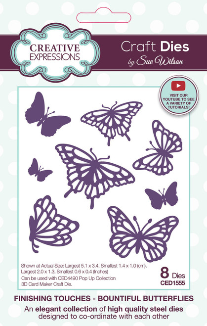 Creative Expressions Craft Die By Sue Wilson-Bountiful Butterflies, Finishing Touches 5A0025L2-1G8DJ - 5055305988602