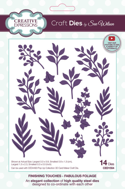 Creative Expressions Craft Die By Sue Wilson-Fabulous Foliage, Finishing Touches 5A0025L6-1G8DM - 5055305988596