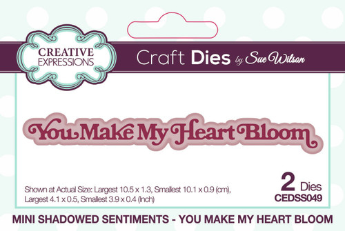 Creative Expressions Mini Shadowed Craft Die By Sue Wilson-You Make My Heart Bloom, Sentiments 5A0025MM-1G8DW - 5055305988626