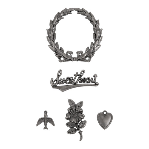 Tim Holtz Idea-ology Adornments Sweetheart-5 Pieces - 5A0024M5-1G801
