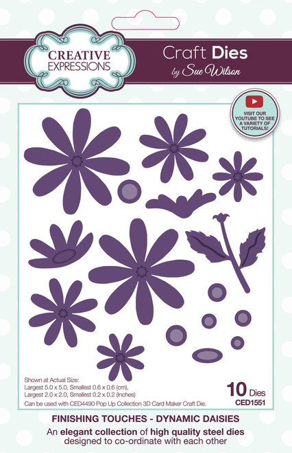 Creative Expressions Craft Die By Sue Wilson-Dynamic Daisies, Finishing Touches 5A0025L9-1G8D5 - 5055305988565