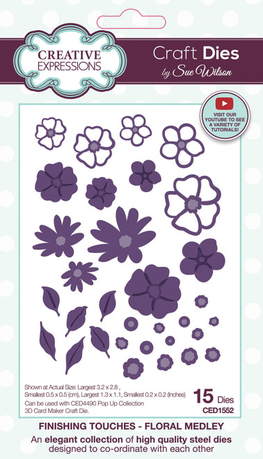 Creative Expressions Craft Die By Sue Wilson-Floral Medley, Finishing Touches 5A0025L0-1G8D7 - 5055305988572