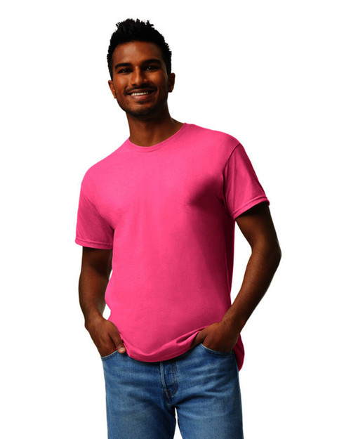 3 Pack Gildan Adult Short Sleeve Crew Shirt-Safety Pink-Small 5A0023X1-1G72X