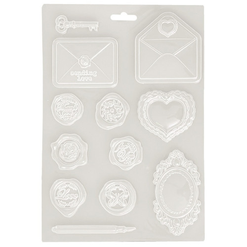 Stamperia Soft Maxi Mould A5-Shabby Rose Letters And Seals 5A00254L-1G82J - 5993110034889