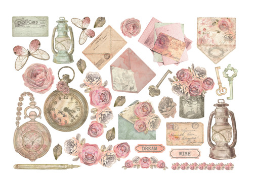 Stamperia Cardstock Ephemera Adhesive Paper Cut Outs-Shabby Rose 5A00255X-1G82L