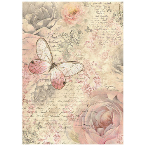 6 Pack Stamperia Rice Paper Sheet A4-Shabby Rose Butterfly 5A00254Q-1G831 - 5993110034827