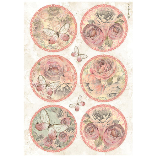 6 Pack Stamperia Rice Paper Sheet A4-Shabby Rose 6 Rounds 5A002557-1G82H - 5993110034834