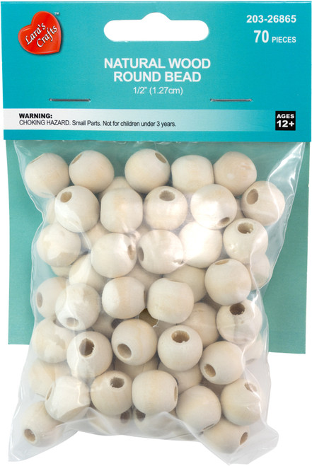 CousinDIY Wood Round Beads 70/Pkg-Natural 0.5" - 20326865 - 754246268655