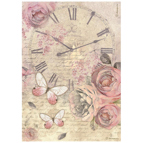 6 Pack Stamperia Rice Paper Sheet A4-Shabby Rose Clock 5A00255C-1G83T - 5993110034841
