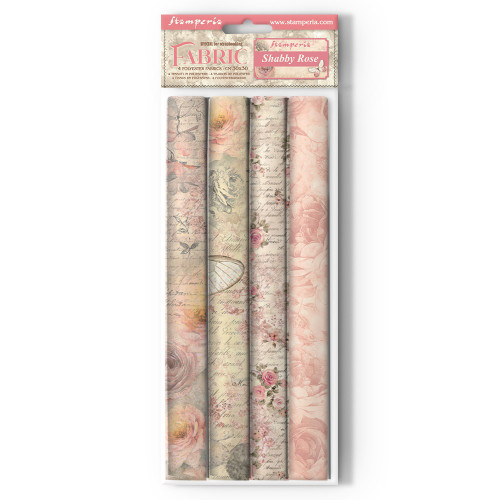 Stamperia Polyester Fabric 12"X12" 4/Pkg-SHABBY ROSE 5A00254P-1G830 - 5993110034735