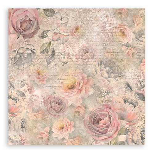 Stamperia Polyester Fabric 12"X12" 4/Pkg-SHABBY ROSE 5A00254P-1G830