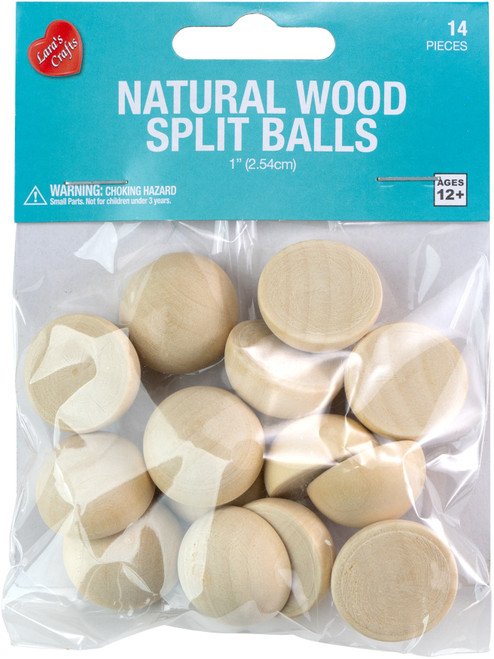 CousinDIY Split Ball Wood Beads 14/Pkg-Natural 1" 20327505 - 754246275059