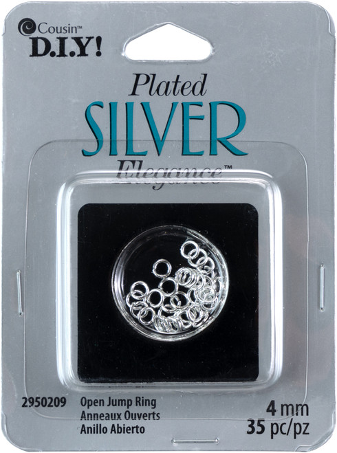 CousinDIY Plated Silver Elegance Metal Findings-Open Jump Rings 4mm 35/Pkg 295SLVPL-0209 - 016321078949