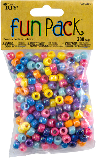 6 Pack Cousin Fun Pack Acrylic Large Hole Barrel Beads 280/Pkg-Assorted Colors 34734145 - 016321115385