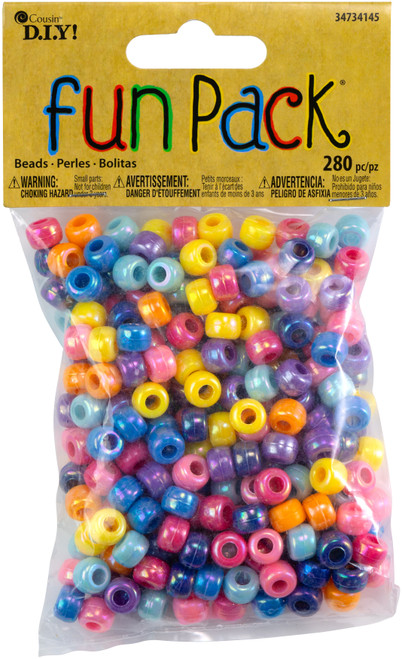 6 Pack - CousinDIY Fun Pack Acrylic Large Hole Barrel Beads 280/Pkg-Assorted Colors - 34734145 - 016321115385