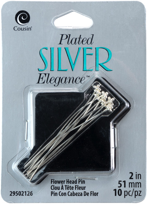 3 Pack Cousin Plated Silver Elegance Metal Findings-Flower Head Pin 10/Pkg A50026N8-2126 - 016321079410