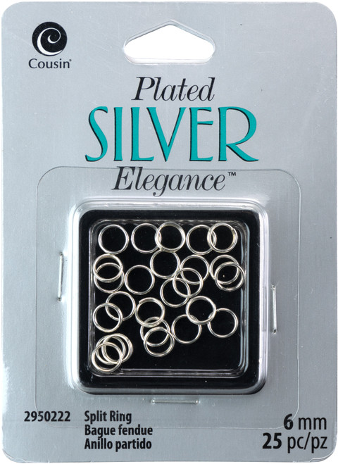 3 Pack Cousin Plated Silver Elegance Metal Findings-Split Rings 6mm 25/Pkg A50026NG-0222 - 016321079045