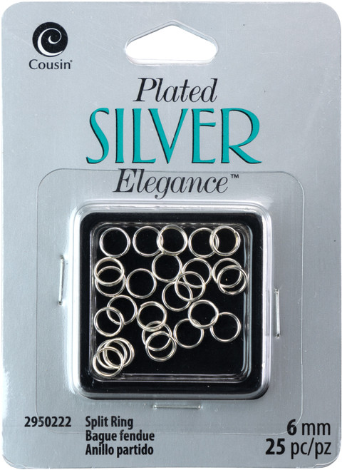 Cousin Plated Silver Elegance Metal Findings-Split Rings 6mm 25/Pkg A50026NG-0222 - 016321079045