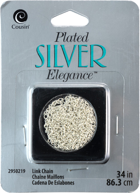 Cousin Plated Silver Elegance Metal Findings-Link Chain 34" 1/Pkg A50026LH-0219 - 016321079021