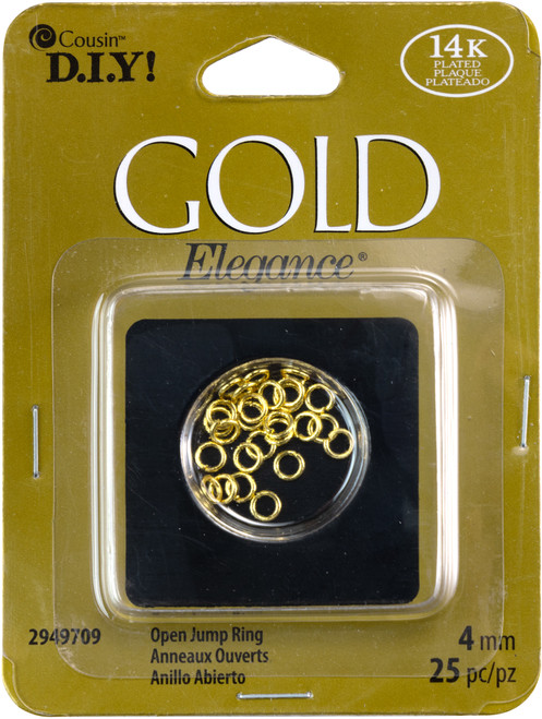 3 Pack CousinDIY 14k Plated Gold Elegance Beads & Findings-Open Jump Rings 4mm 30/Pkg GE29497-09 - 016321505261