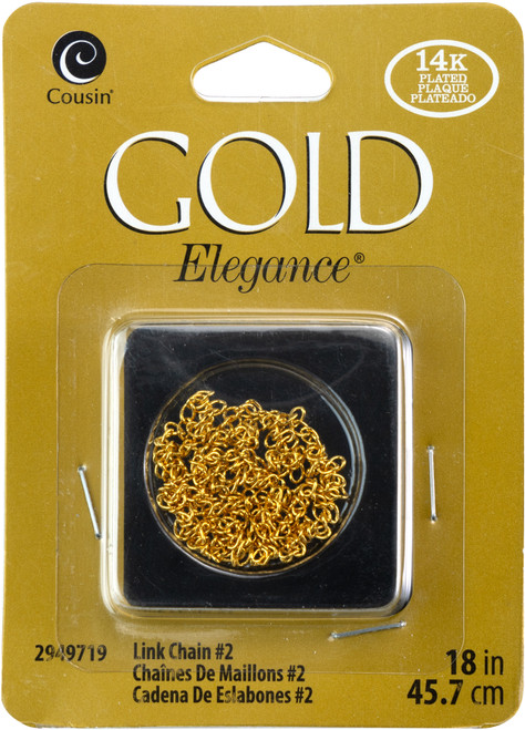 3 Pack Cousin 14k Plated Gold Elegance Beads & Findings-Chain #2 18" 1/Pkg 2949719 - 016321505360