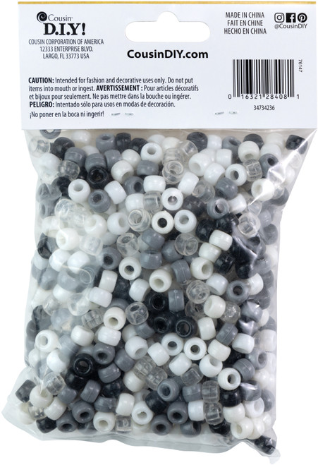 6 Pack CousinDIY Acrylic Pony Beads 700/Pkg-Monochrome 34734236