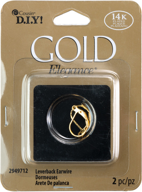 CousinDIY 14k Plated Gold Elegance Beads & Findings-Euro Levers W/Loops 2/Pkg A50026P5-12 - 016321505292