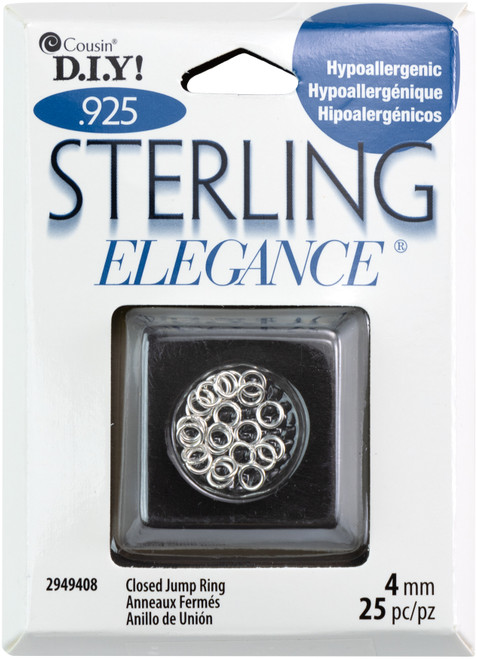 3 Pack Cousin Sterling Elegance Genuine 925 Silver Beads & Findings-Closed Jump Rings 4mm 25/Pkg A50026NP-08 - 016321486263