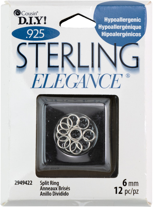 Cousin Sterling Elegance Genuine 925 Silver Beads & Findings-Split Rings 6mm 12/Pkg A50026N0-22 - 016321490314