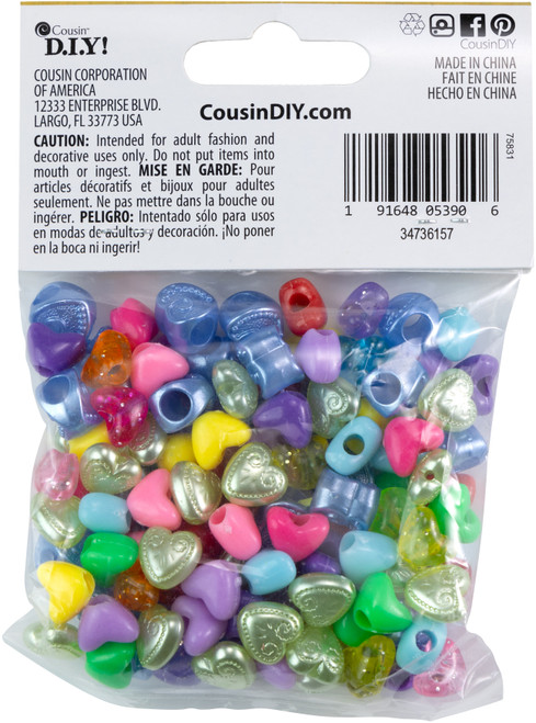 6 Pack CousinDIY Acrylic Pony Beads-Multicolor Hearts 34736157