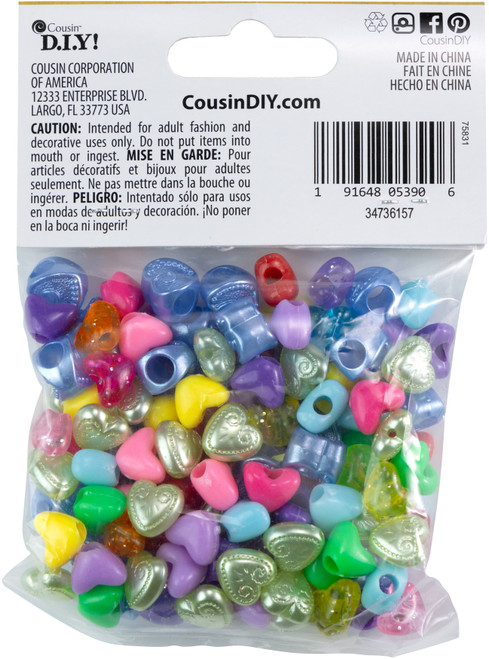 CousinDIY Acrylic Pony Beads-Multicolor Hearts 34736157