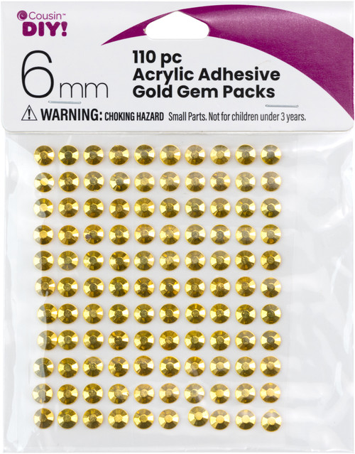 CousinDIY Acrylic Adhesive Gems 6mm-Gold GEMS6MM-3339 - 191648149593