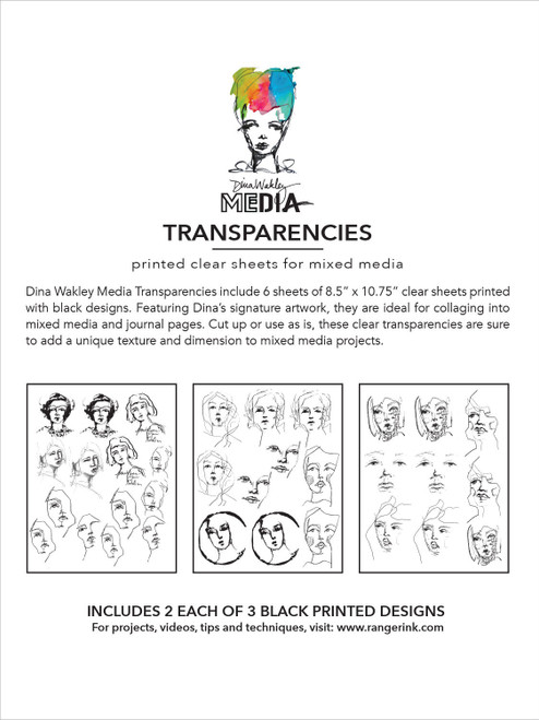 Dina Wakley MEdia Transparencies 8.5"X10.75" 6/Pkg-Tinies Set 1 - 5A0027F5-1G9R5