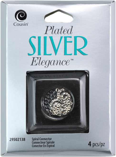 Cousin Plated Silver Elegance Metal Findings-Spiral Connectors 4/Pkg A50026MG-2138 - 016321080478