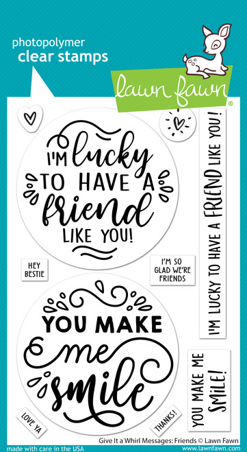 Lawn Fawn Clear Stamps 4"X6"-Give It A Whirl Messages: Friends 5A00287K-1GB82 - 789554581691