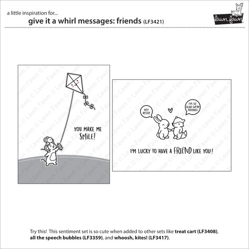 Lawn Fawn Clear Stamps 4"X6"-Give It A Whirl Messages: Friends 5A00287K-1GB82