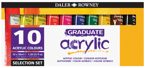 Daler-Rowney Graduate Acrylic Paint Set 38ml 10/Pkg-Assorted Colors - 5A0027RW-1GB26 - 5011386054124