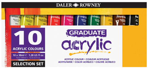 Daler-Rowney Graduate Acrylic Paint Set 38ml 10/Pkg-Assorted Colors 5A0027RW-1GB26 - 5011386054124