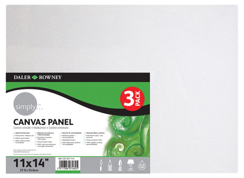Daler-Rowney Simply Canvas Panels 3/Pkg-11"X14" 5A0027R6-1GB27 - 5011386074825