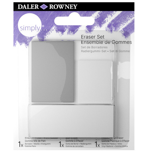 Daler-Rowney Simply Eraser Set 3/Pkg-Kneaded, Gum, and Plastic/Vinyl 5A0027QK-1GB2C - 5011386085920