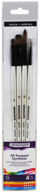 Daler-Rowney Graduate All Purpose Synthetic Brush Set 4/Pkg-Long Handle - 5A0027QQ-1GB2M - 5011386081977 Daler-Rowney Graduate All Purpose Synthetic Brush Set 4/Pkg-Long Handle - 5A0027QQ-1GB2M - 5011386081977