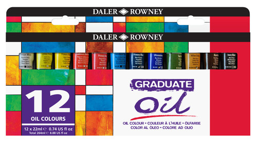 Daler-Rowney Graduate Oil Paint Set 22ml 12/Pkg-Assorted Colors - 5A0027RM-1GB2R - 5011386091136